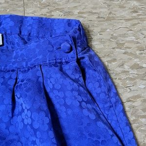 Vintage Bright Blue Midi Flowered Skirt